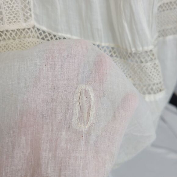 ANTIQUE vintage 1920s‎ Edwardian white drop waist tea slip dress XS - Picture 7 of 17